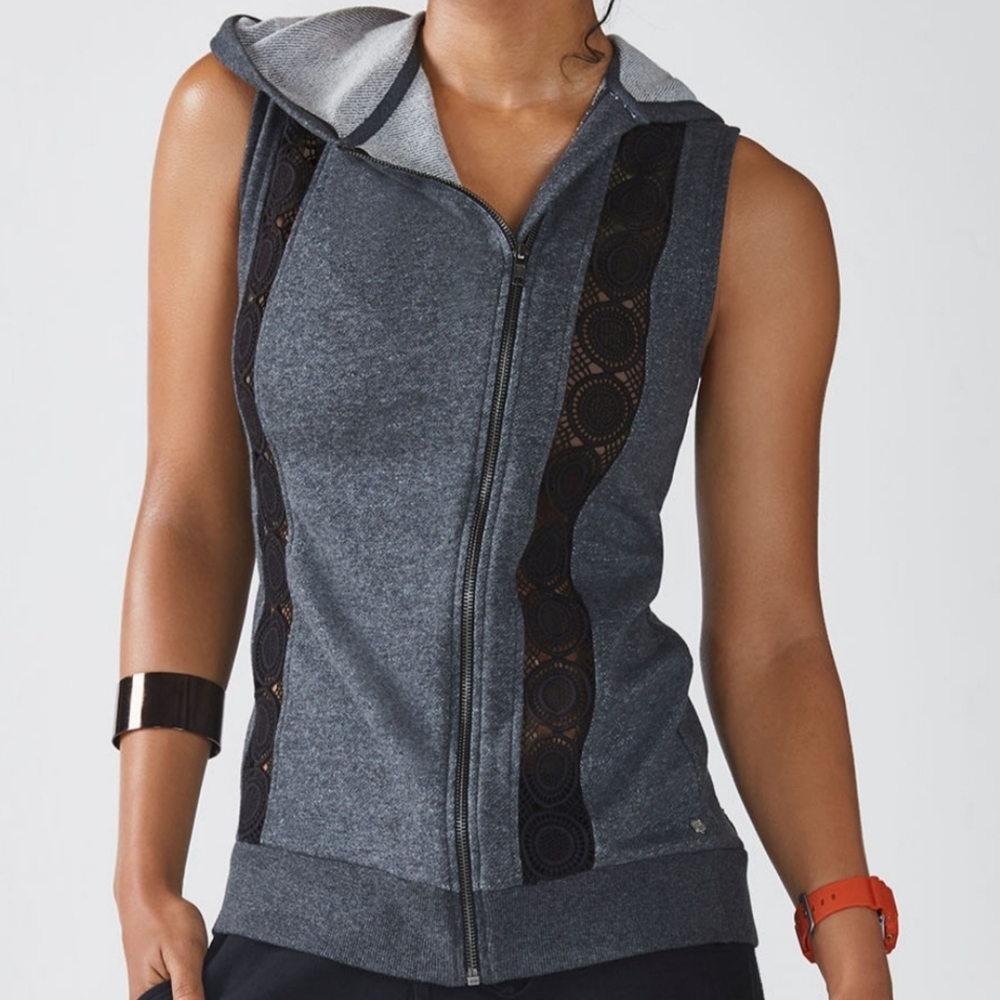 Fabletics Saige Vest Zip Front Lace Panel
